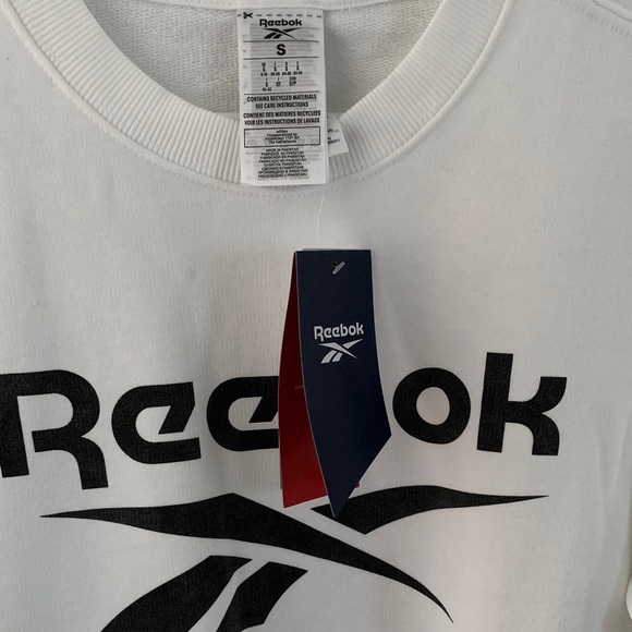 Women’s Reebok White Sweatshirt with Black Logo. Sz S NWT - Picture 7 of 7
